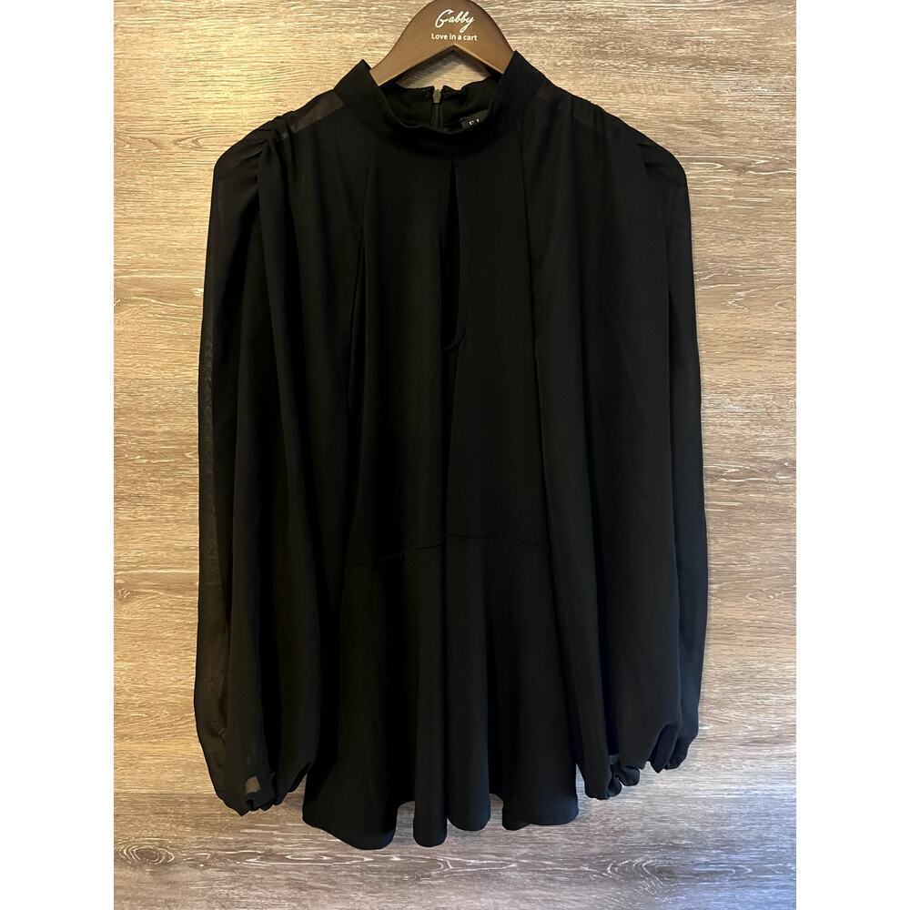 Eloquii blouse Black Plus Size 18 Flare Sleeves NEW Elegant Party Strechy